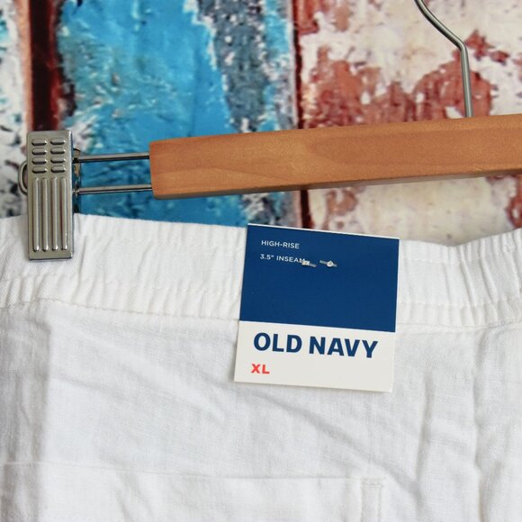 Women's Old Navy High-Waisted Linen-Blend Shorts 3.5" Inseam XLARGE Calla Lily - Picture 8 of 9